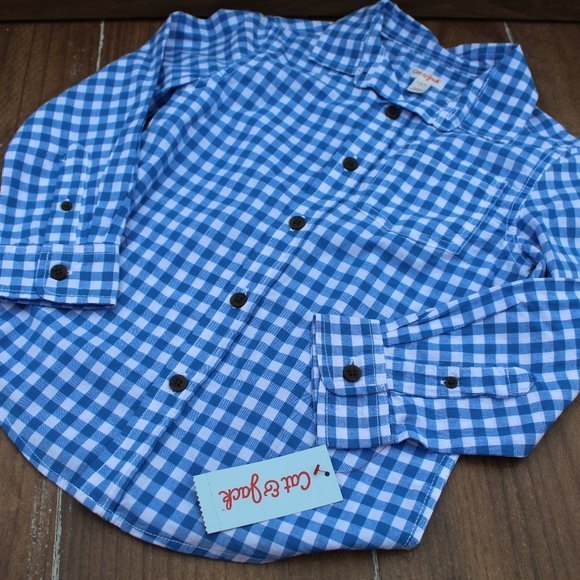 Other - Cat & Jack Blue/White Check Cotton Button Up LS